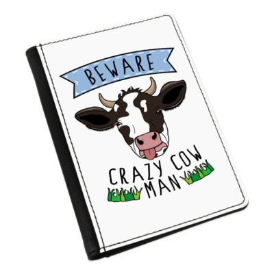 Beware Pazzo Mucca Uomo Custodia Passaporto Cover Portafoglio - Divertente