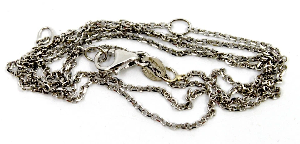 14K Solid White Gold Dainty Vine Cable Chain 1mm Thin Necklace 15.5 - 17.5"in - Image 3 of 4