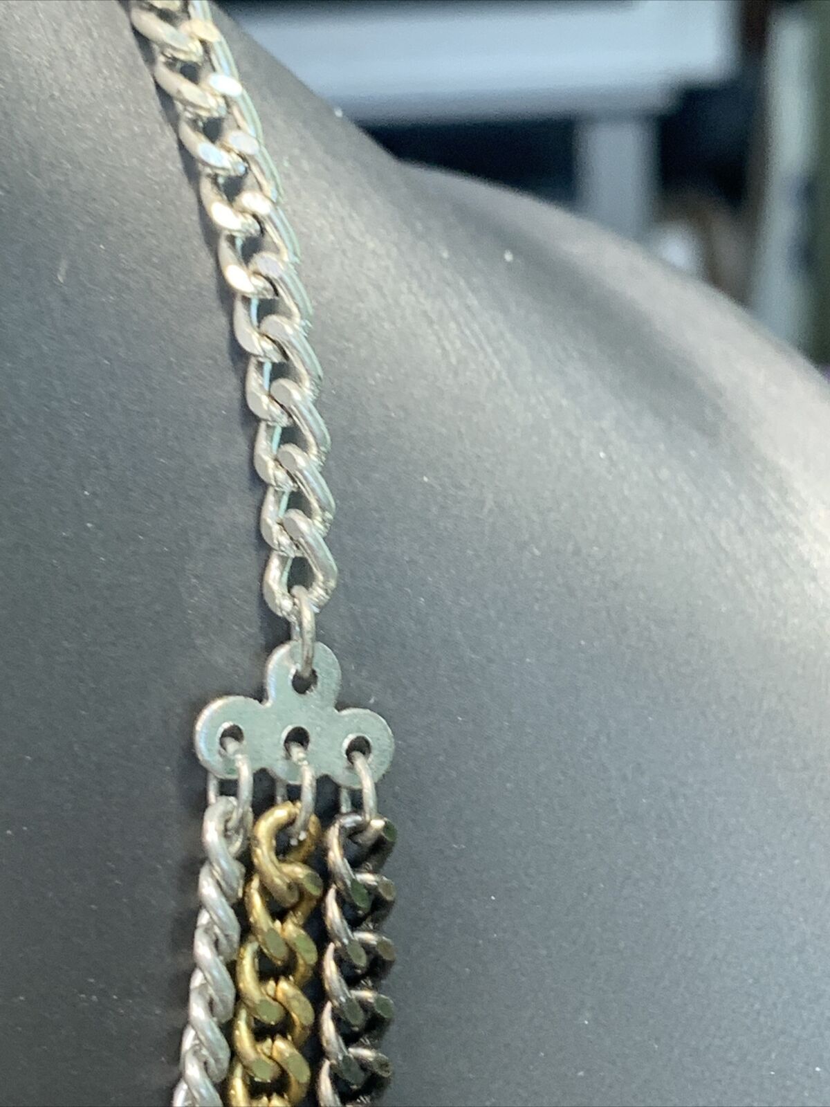 Vintage BoHo Dangle Chain statement necklace silv… - image 6