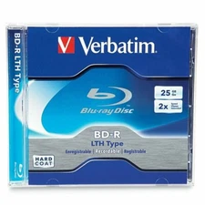 Verbatim 5 PCS Blank BLU-RAY DVD BD-R 25GB 2X LTH Type Discs W/Jewel Case #96569