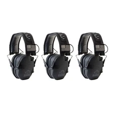 Walker's Razor Slim Electronic Shooting Muffs 3-Pack, Black America Patch