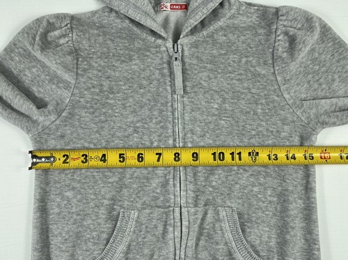 Du Pareil Au Meme Girls 10 Ans Gray Velour Velvet Zip Up Hoodie Sweatshirt - Picture 14 of 16
