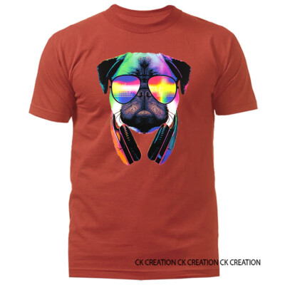 DJ Pug Music Headphone Animal Dog Lover Graphic T-shirt Tee