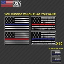 PACK OF 10 Thin Blue Line BLM American Flag Police Car or Truck Decal Sticker