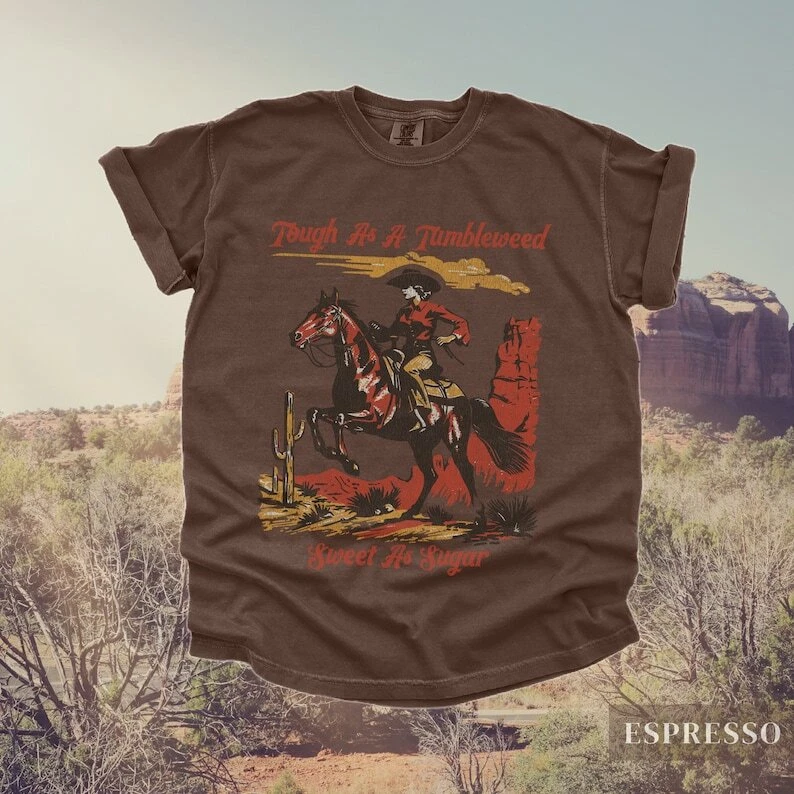 ALEXANDER MCQUEEN Maglietta Vintage Tough As A Tumbleweed Sweet As Sugar T shirt retrò Country Western