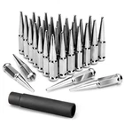 32Pcs 4.5" Silver Solid Spike Lug Nut M14x1.5 Chevy Sierra 1500 Long Key Ford