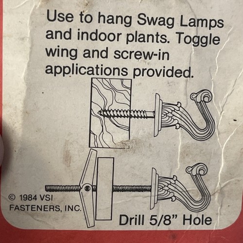 Vintage 1984 NOS VSI Fasteners Brass Swag Hook 96710 Made in Japan