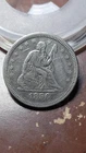 1856 Seated Liberty Silver Quarter  25C XF Details Y R Initials Graffiti    W557