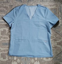 Figs Scrubs Top Women's XL Medical Technical Collection light Blue V Neck