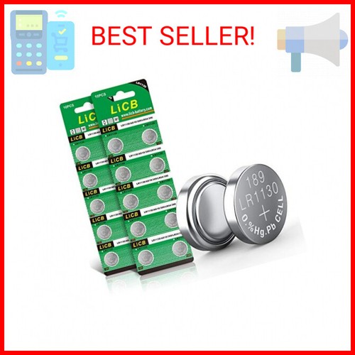 LiCB 20 Pack LR1130 AG10 Battery 1.5V Long-Lasting Alkaline Button Cell Batterie