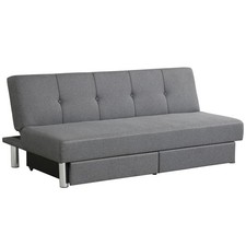 Costway Convertible Futon Sofa Bed Adjustable Couch Sleeper w/ Two Drawers Grey