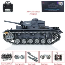US STOCK Henglong 1/16 RC Tank 3848 Panzer III L Model RTR w/ Smoke 360°Turret