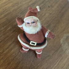 Vintage Flocked Dancing Santa Claus Figurine