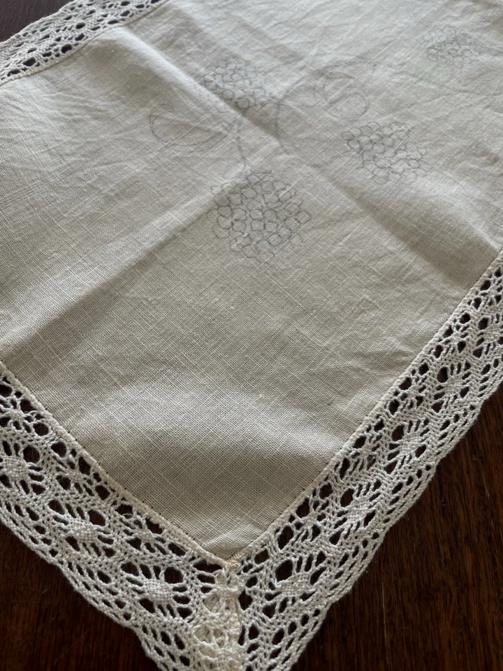 Vintage Semco Stamped Linen Table Runner Grapes Design Linen-Look 34x90cm Unused - Image 3 of 4
