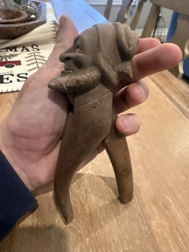 Vintage wood hand made carved nut cracker pls read  - Image 2 of 4