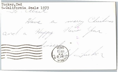 1970's -Ted Tucker- Signed/Autograph/Auto Postcard Golden Seals NHL