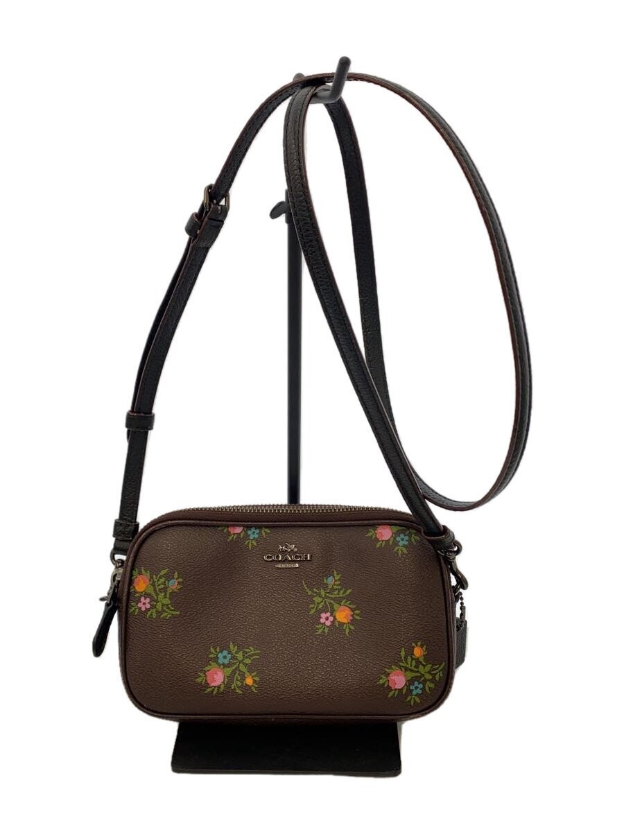 Coach Brown Floral Leather Shoulder Bag Pre-Owned