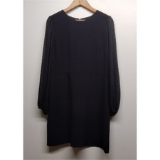 Ann Taylor Mini Dress Women Size 12 Black Long Sleeve Cocktail Party Modest