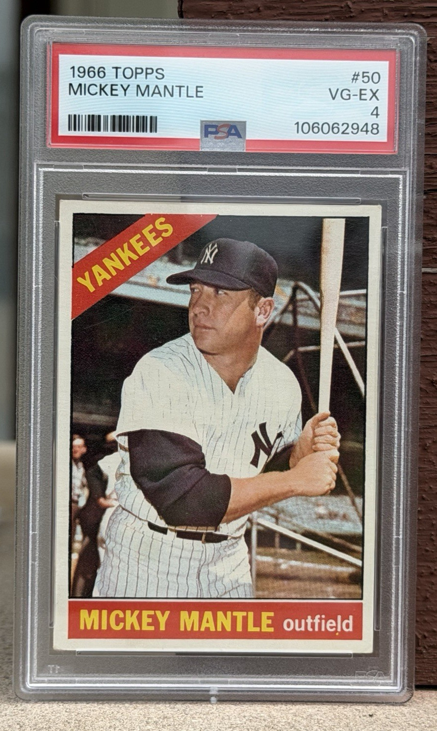 1966 Topps #50 Mickey Mantle PSA 4 - Centered High Eye Appeal - New York Yankees view 3