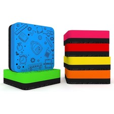 Magnetic Dry Erase Board Erasers 6 Pack Assorted Colors Smudge Free for