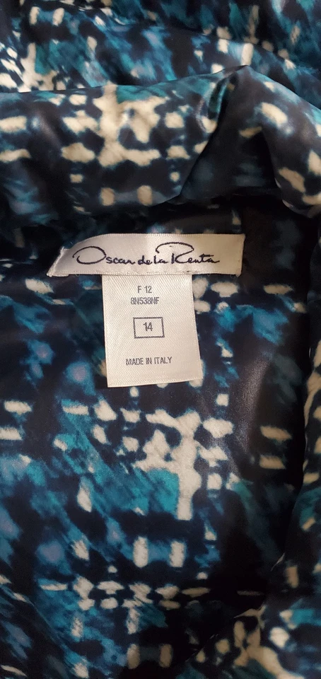 Chaleco acolchado Oscar de la Renta otoño 2012 azul blanco a cuadros plumón de ganso Italia talla 14 Foto 2 de 4