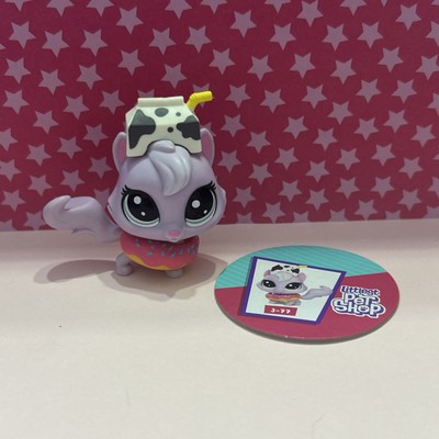 Authentic LPS Littlest Pet Shop 3-77 PERSIAN Pastry Catsby Cat Hungry Pet Purple