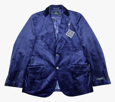 Tailorbyrd Velvet Dinner Jacket Mens 40 S Navy Check Sport Coat Blazer
