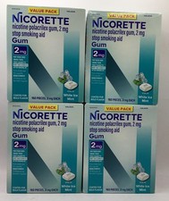 4 Nicorette Nicotine Gum 2mg White Ice Mint 160x4 640 Ct Exp 4/27