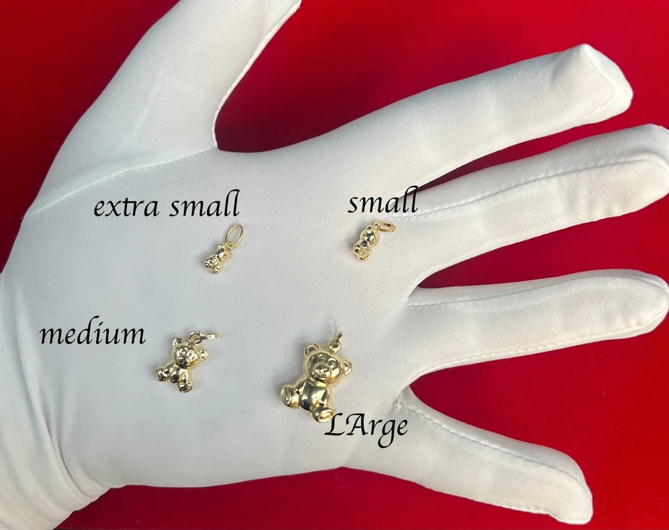 Oso de peluche inflado de oro sólido real de 14 K, collar de cadena de cable de 1,3 mm de oro real de 14 k Foto 2 de 4