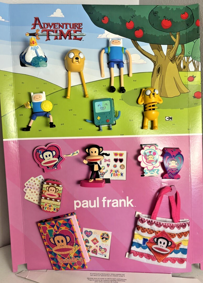 2014 Adventure Time/Paul Frank Collectible Happy Meal Toy Display