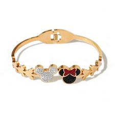 NEW - Designer Crystal Pav  Minnie Mouse Hinge Cuff Bracelet Disney