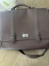 Executive Brown Solid Briefcase Laptop Messenger Bag with Adjustable Strap