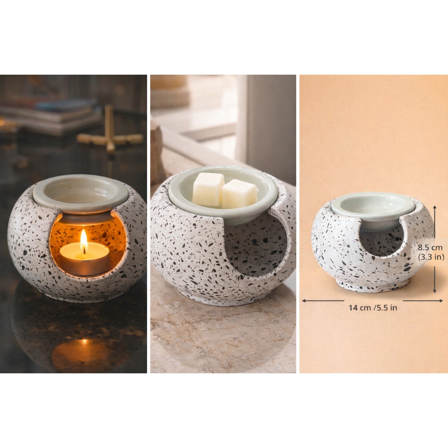 Handmade Ceramic Oil Burner Wax Melt Warmer Tealight Candle 