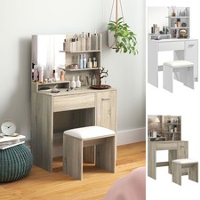 Vanity Table with Mirror and Cushioned Stool Modern Dressing Table Refurbished