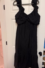 GAP Black Maxi Dress XL Ruffle Strap Sundress New W Tags