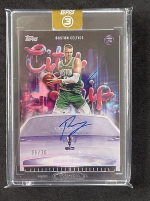 2025-26 Topps Three 3 Kristaps Porzingis City Drip  08/10 On Card Auto Celtics