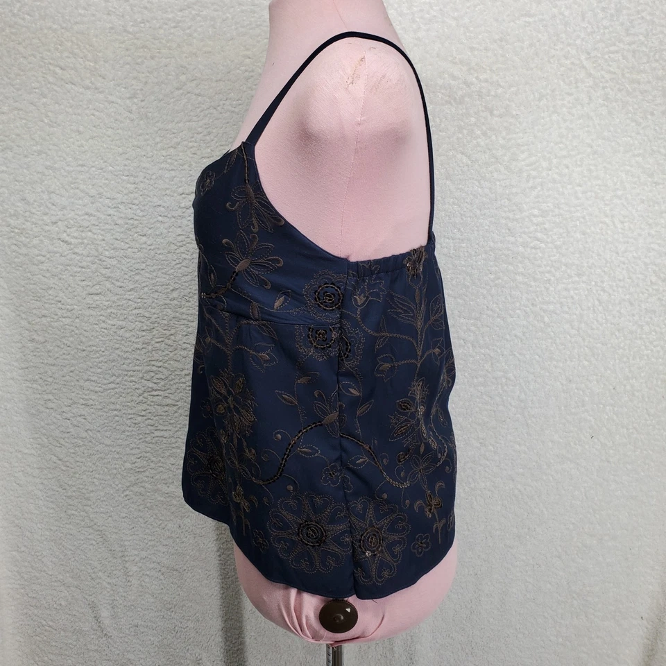 Camiseta sin mangas Babydoll Cami para mujer pequeña azul marino dorado lentejuelas gótica bruja capricho Y2K Foto 2 de 4