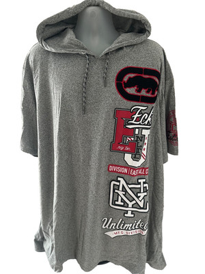 Ecko Unltd. Grey Marled S/S  Logo Divison/East All City Tee W Hood Size 4XL