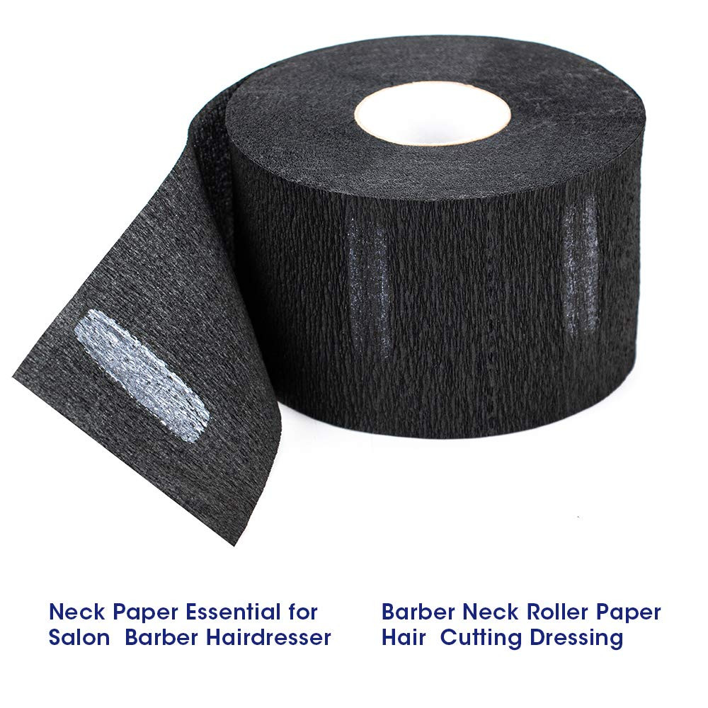 Disposable Paper Barber Neck Strips - 5 Rolls 500 Strips Black Professional Stre