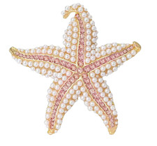 LARGE Starfish Rhinestone Brooch Ocean Beach Summer Pin Coastal Pearl Jewelry Gi