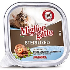 MIGLIOR GATTO.  32  CONFEZIONI - STERILIZZATI PATE PESCE GAMBERETTI GR 100  8007