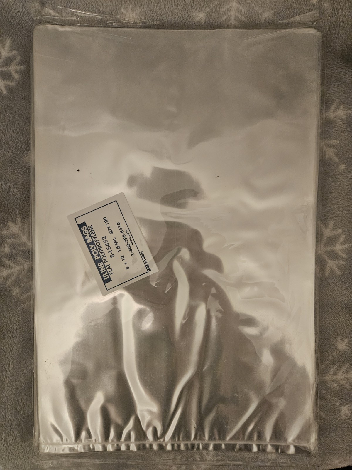 Uline Poly Bags Flat Polypropylene 8"×12" 1.5mil 200 Bags Total