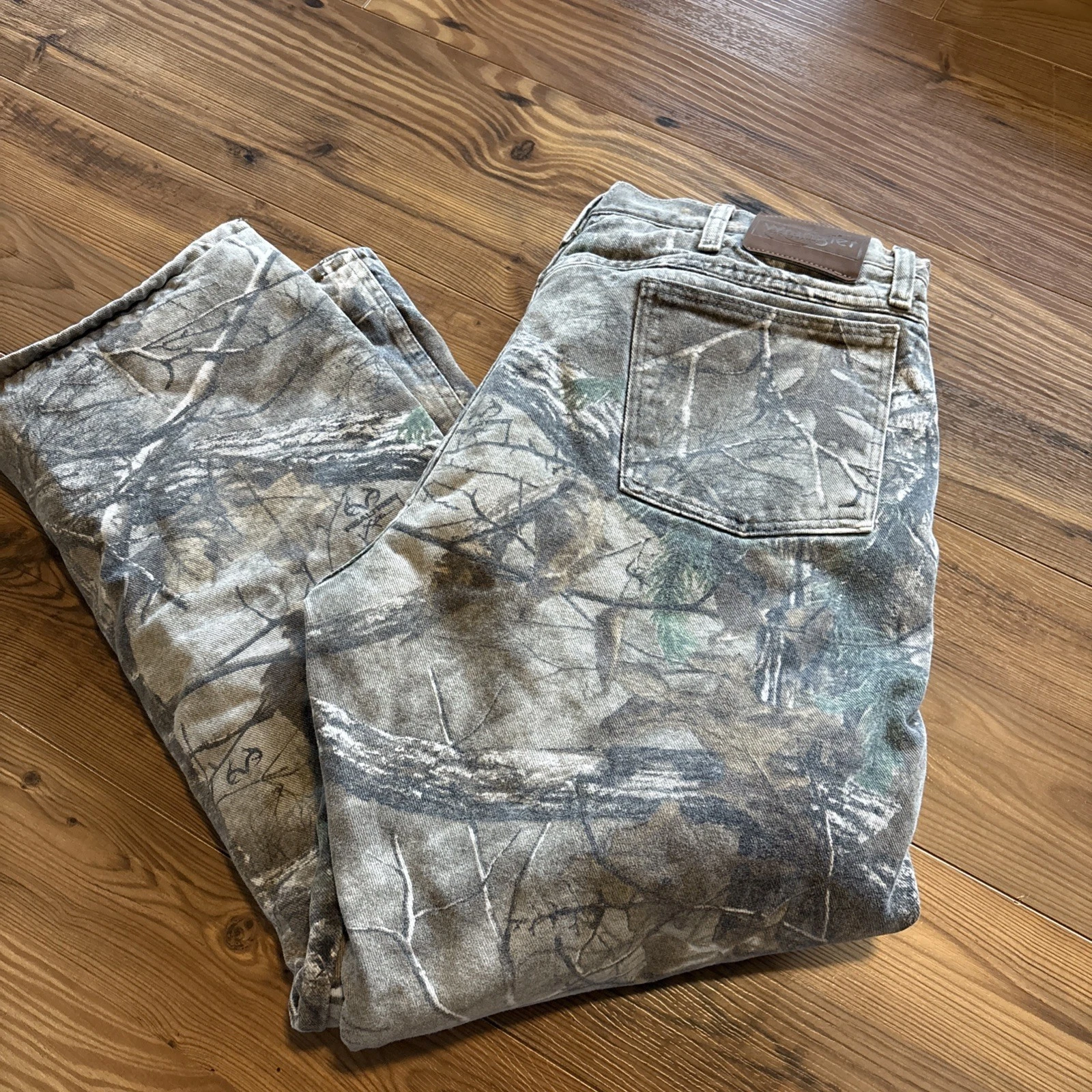 VINTAGE Camo hunting Lined Jeans MENS 38x28 ProGear Denim
