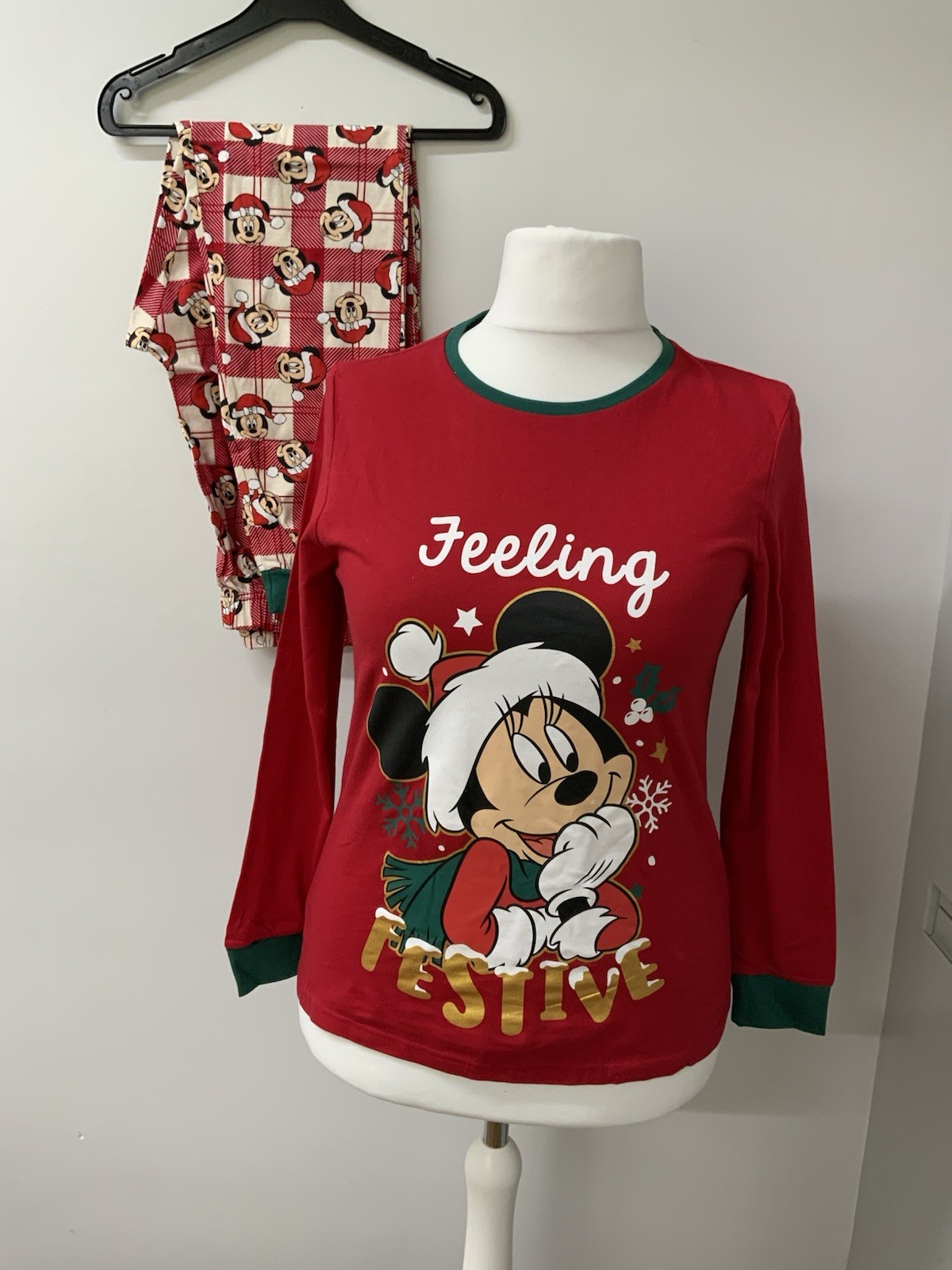 NUEVO Pijama Navidad Mickey Minnie Mouse Disney Talla 12/14 Festivo PVP £40!