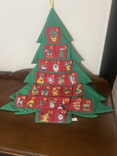 Vtg 1995 Avon Countdown to Christmas Fabric Tree Advent Calendar W/Marker Santa