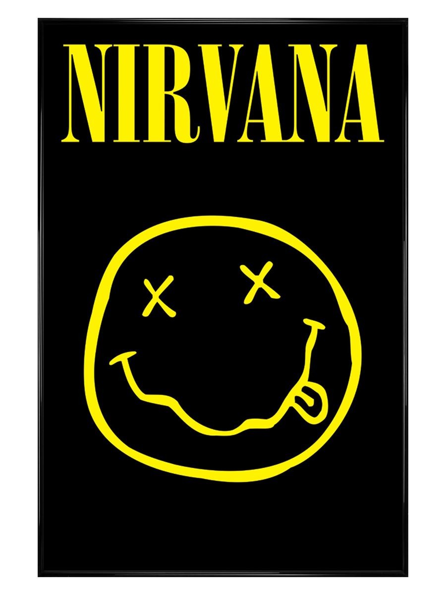 Gloss Black Framed Nirvana Happy Face