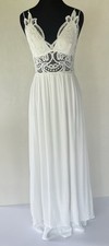 WINDSOR Strappy Embroidered Lace Textured Maxi Dress White Size S Boho Fairy 