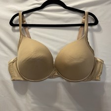 Cacique Women BOOST PLUNGE BRA 44D Beige Nude Smooth Satin Lane Bryant WIRE