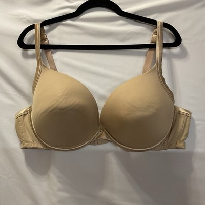 Cacique Women BOOST PLUNGE BRA 44D Beige Nude Smooth Satin Lane Bryant WIRE