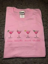 VINATGE SEX AND THE CITY TEE SHIRT Y2K HBO MARTINI GLASS WOMANS MEDIUM PINK
